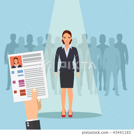 Hands hold CV profile. 43441183