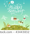 Happy birthday vector card. 43443832