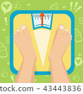 Feet on weighing scales. Vector illustration 43443836