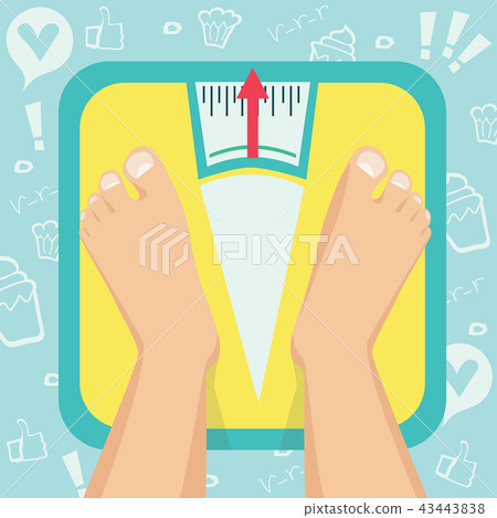 Feet on weighing scales. Vector illustration Feet on weighing scales. Vector illustration 43443838