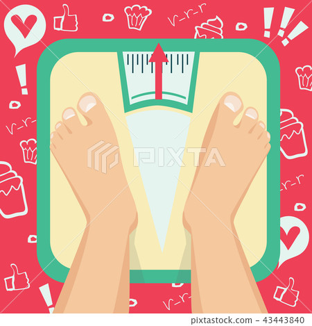 Feet on weighing scales. Vector illustration Feet on weighing scales. Vector illustration 43443840
