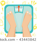 Feet on weighing scales. Vector illustration 43443842