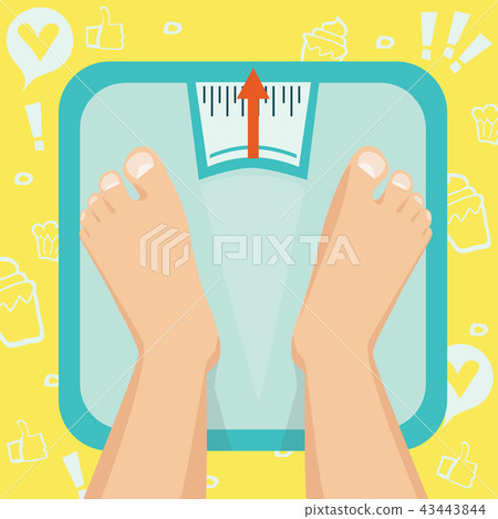 Feet on weighing scales. Vector illustration Feet on weighing scales. Vector illustration 43443844