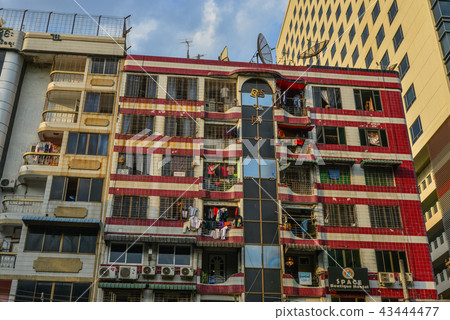 Old apartments in Yangon, Myanmar 43444477