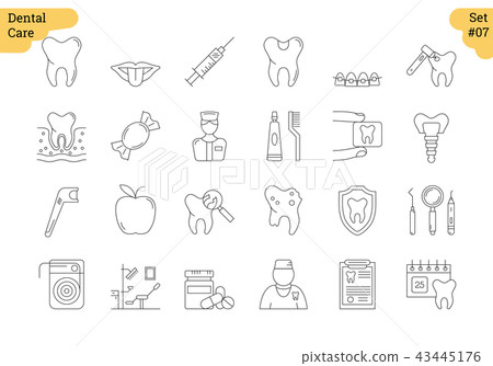 Linear icon set 7 - DENTAL CARE Linear icon set 7 - DENTAL CARE 43445176