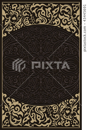 Calligraphic islam Ornament Frame Lines. Restaurant menu. Luxury vintage ornate greeting card with 43445691