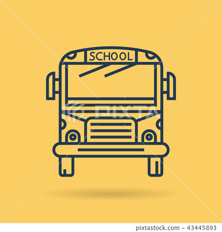 Isolated linear icon - school bus - front view 43445893