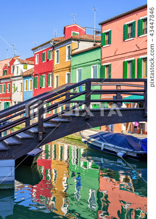 Daylight view to vibrant colorful buildings Daylight view to vibrant colorful buildings 43447846