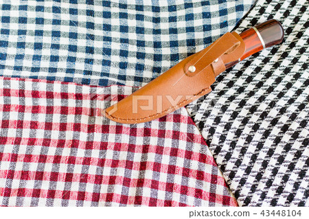 Knife and scabberd. keffiyeh red and white scarf 43448104