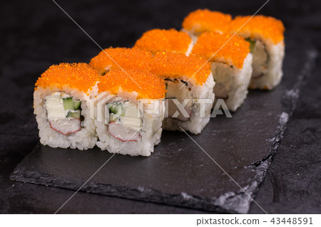 Sushi roll with cream cheese, sesame 43448591