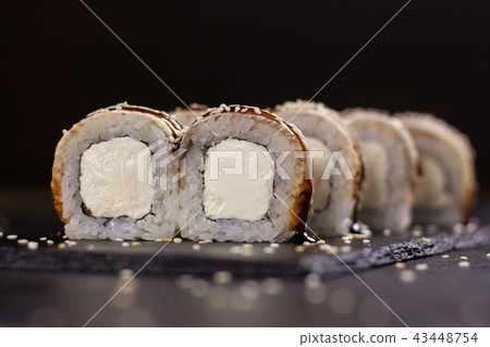 Sushi roll with cream cheese, sesame 43448754