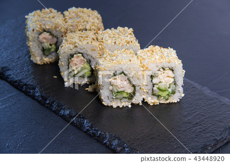 Sushi roll with cream cheese, sesame 43448920