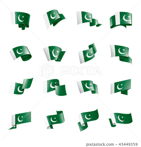 Pakistan flag, vector illustration on a white background 43449359
