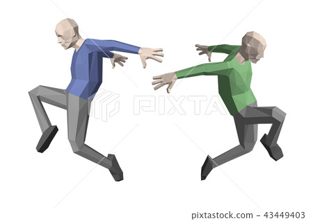 Low poly man jumping. Isolated on white Low poly man jumping. Isolated on white 43449403