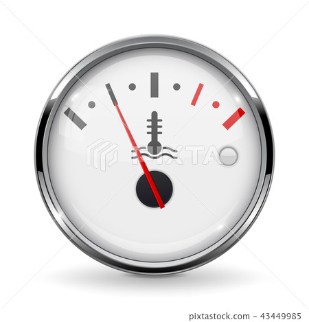 Temperature car gauge. White device with chrome frame. Low level Temperature car gauge. White device with chrome frame. Low level 43449985