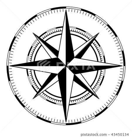 Wind rose. Black and white sign 43450134