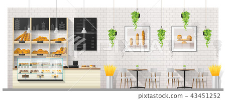 Interior scene of modern bakery shop 43451252