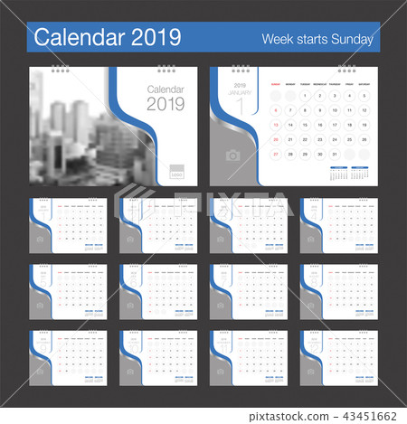 2019 Calendar. Desk Calendar modern design. 2019 Calendar. Desk Calendar modern design. 43451662