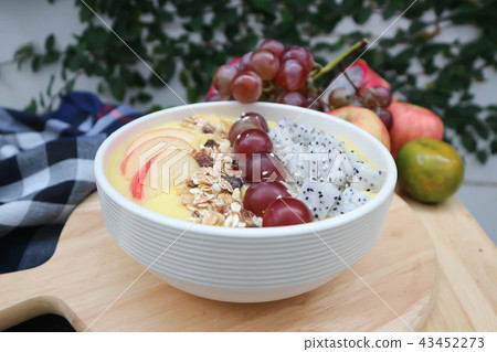 mango yogurt with dragon fruit and grape 43452273