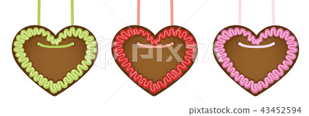 set of gingerbread hearts in different colors set of gingerbread hearts in different colors 43452594