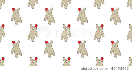 Bear seamless pattern vector polar bear apple 43453432