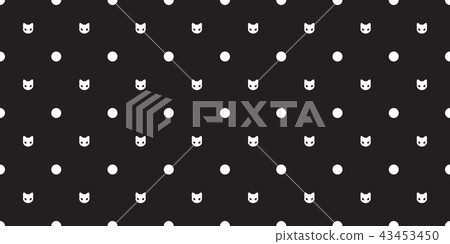 Cat Seamless Pattern vector kitten polka dot - Stock Illustration ...