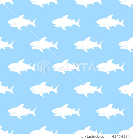 Shark seamless pattern, sketch doodle shark vector Shark seamless pattern, sketch doodle shark vector 43454184