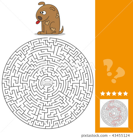 Funny game for children education. Maze. Help the Cartoon Dog Find the Bone Funny game for children education. Maze. Help the Cartoon Dog Find the Bone 43455124