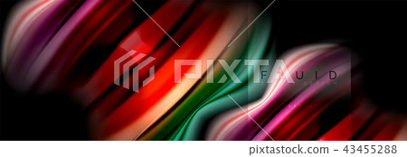 Rainbow fluid abstract shapes, liquid colors design, colorful marble or plastic wavy texture 43455288