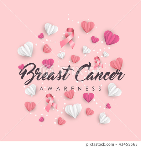 Breast Cancer Awareness paper cut heart shape card 43455565