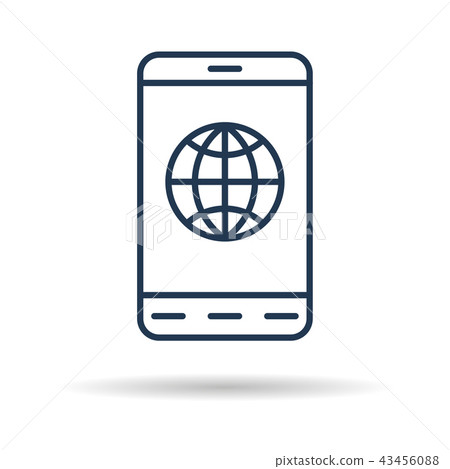 Linear icon - Smart phone with internet connection Linear icon - Smart phone with internet connection 43456088