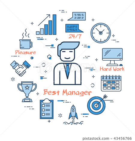 Blue round Best Manager concept 43456766
