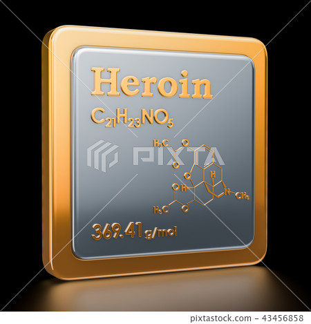 Heroin, diamorphine. Icon, chemical formula 43456858