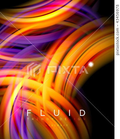 Fluid smooth wave abstract background, flowing glowing color motion concept, trendy abstract layout Fluid smooth wave abstract background, flowing glowing color motion concept, trendy abstract layout 43456978