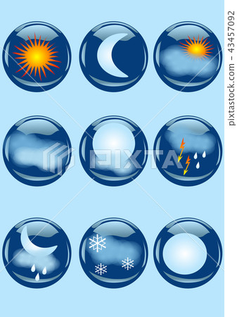 weather icons on blue - Stock Illustration [43457092] - PIXTA