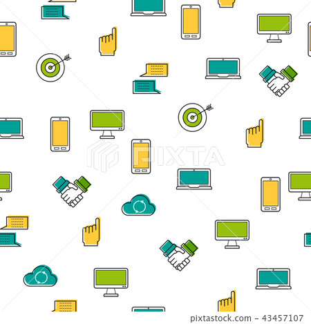 Seamless pattern - computer thin line icons - Stock Illustration ...