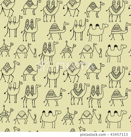 Camels caravan, seamless pattern for your design 43457113