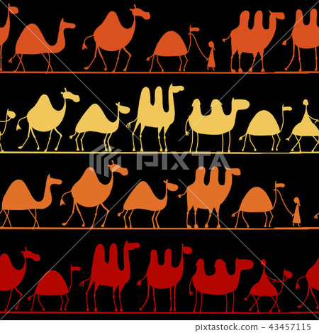 Camels caravan, seamless pattern for your design 43457115