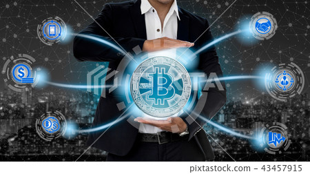 Bitcoin and cryptocurrency investing concept. 43457915