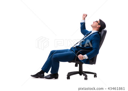 Businessman sitting on chair isolated on white Businessman sitting on chair isolated on white 43461861