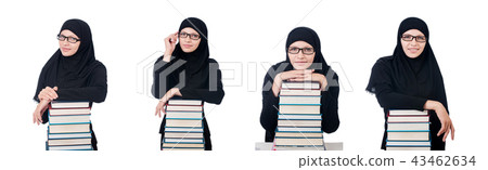 Young muslim female student with books Young muslim female student with books 43462634