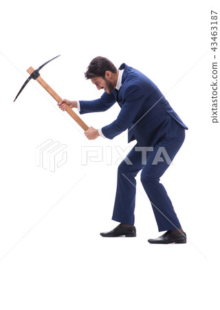 Young businessman with axe isolated on white background  43463187