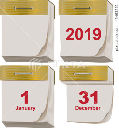 Set new and old tear-off calendar 2019 year 43463261