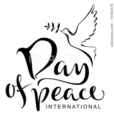 International Day of Peace text Silhouette pigeon International Day of Peace text Silhouette pigeon 43463578