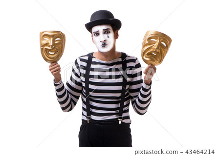 Mime with masks isolated on white background 43464214