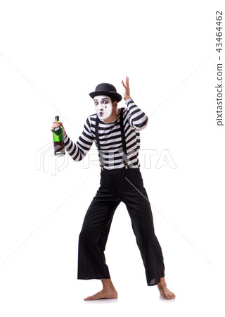 Mime drinking wine isolated on white background 43464462