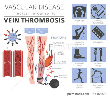 Vascular diseases. Vein thrombosis infographic Vascular diseases. Vein thrombosis infographic 43464832