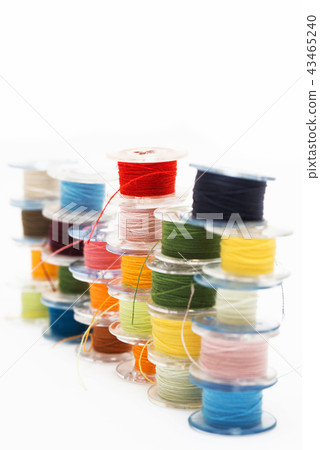 Thread, laces, colorful colourful bobbins of thread 43465240