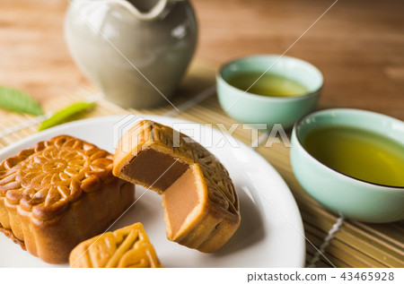 mooncake with tea mooncake with tea 43465928