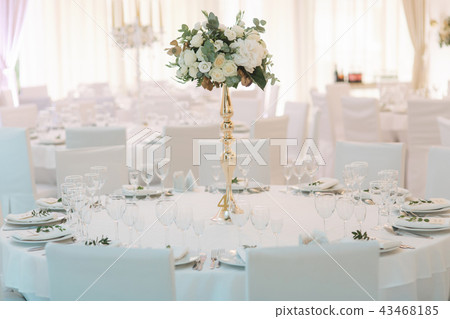 Wedding bouquet on the table in restaurant Wedding bouquet on the table in restaurant 43468185